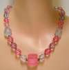 Vintage Frosted Pink & Clear Lucite Beads Necklace