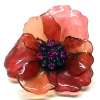 Lucite Resin Peach-Pink & Rose-Pink Flower Pin
