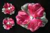 Lucite Resin Hot Pink & Silver Glitter Flower Pin & Earrings