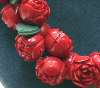 Vintage Plastic Red Roses and Leaves Necklace