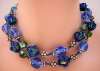 Vendome Blue & Green Art Glass Necklace & Earring Set