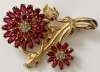 1940's Red Glass Flower Brooch