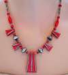 French Art Deco Red Glass and Chrome Necklace
