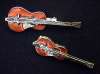 2 Enameled Figural Pins - Violin and Cello