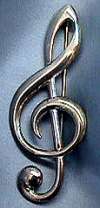 Signed Sterling Treble Clef Pin