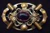 Art Nouveau Scrolled Sash Pin ~ Purple Amethyst Glass