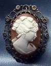 Wells Sterling Shell Cameo Pin/Pendant