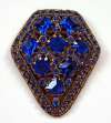 Vintage Dress Clip ~ Sapphire Blue Glass Stones