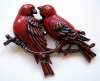 1940's Vintage Red Love Birds on Branch Fur Clip