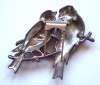 1940's Vintage Red Love Birds on Branch Fur Clip