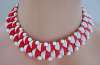 Vintage German Red & White Glass Choker Necklace