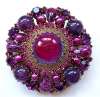 Vintage Austria Fuschia & Purple Art Glass Brooch