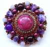 Vintage Austria Red & Purple Art Glass Brooch