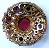 Vintage Austria Red & Purple Art Glass Brooch