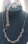 Bogoff Aquamarine Rhinestone Necklace, Bracelet & Earrings Parure