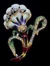 Coro Lily or Tulip Enameled Potmetal Brooch