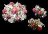 Vendome Crystal & Raspberry Beaded Brooch and Earrings