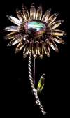 Weiss Champagne & Carnival Glass Flower Pin