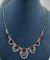 Red & White Rhinestone Necklace & Denbe Earrings