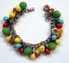 Vintage German Colorful Glass Bead Charm Bracelet