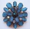 Vintage Brooch ~ Blue Satin Glass Stones
