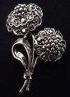 Hollycraft Silver Rhinestone Flower Brooch