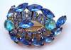 Juliana Style Blue Glass & Rhinestone Brooch