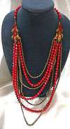 Hobe Red Glass Bead Necklace