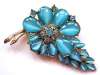 Vintage Pale Blue Glass Leaf-Shaped Brooch