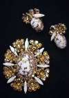 Juliana White & Gold Brooch & Earring Set