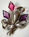 Marcel Boucher Sterling & Amethyst Glass Brooch