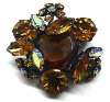 Regency Amber Glass Brooch  ~ Japanned Setting