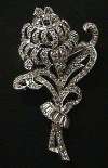 Keyes Floral Rhinestone & Rhodium Brooch