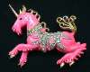 Vintage KJL Pink Enameled Unicorn Horse Pin