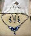 Leo Glass Blue Glass Necklace Set in Box