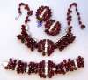 Lucien Piccard Red Crystal & Rhinestone Necklace, Bracelet & Earring Parure