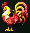 Robert Enameled Rooster Bird Pin