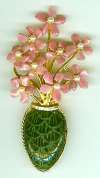 Swoboda Jade Vase & Pink Gemstone Pin