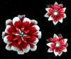 Vintage 1960's Red & White Flower Power Set