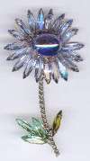 WEISS Blue Glass Flower Brooch