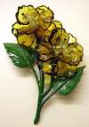 Vendome Yellow Lucite Resin Double Flower Pin